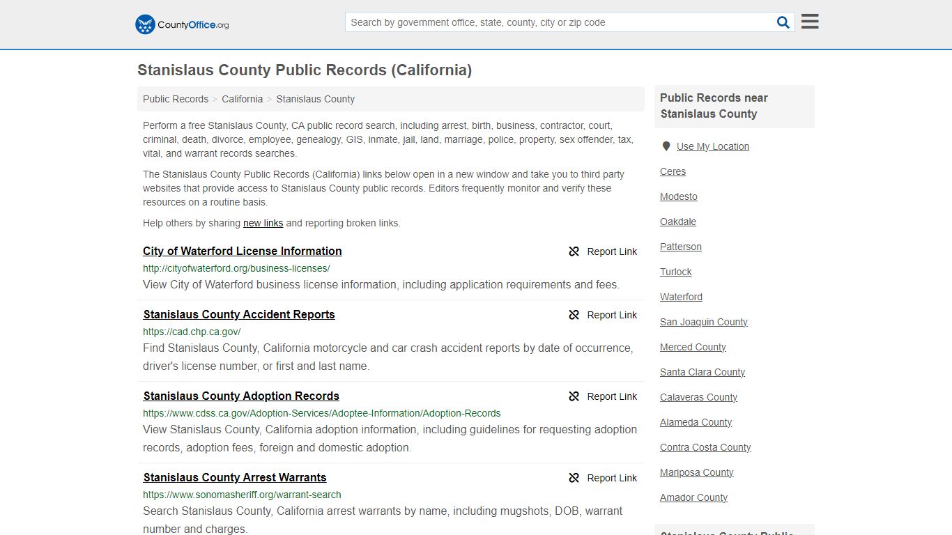 Stanislaus County Public Records (California) - County Office