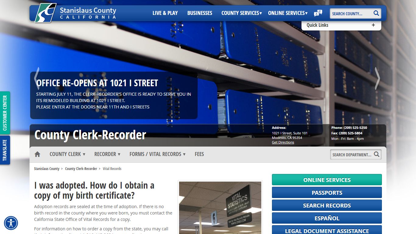 Vital Records - Clerk Recorder - Stanislaus County